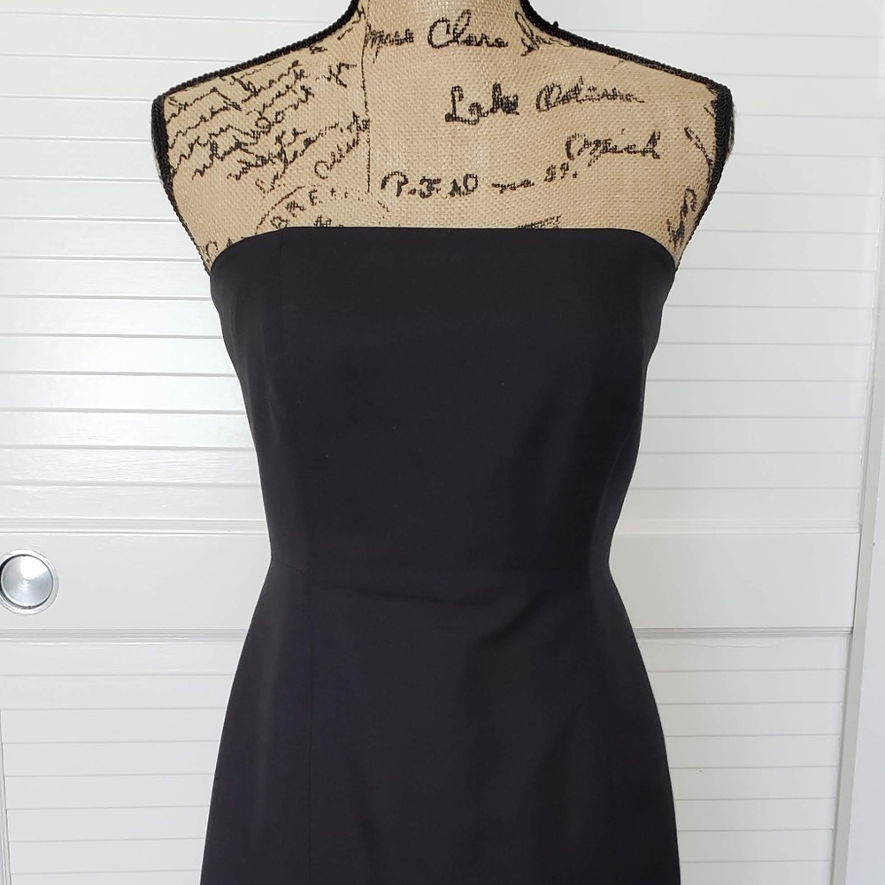 Ann Taylor Strapless Cotton/Silk Black Dress